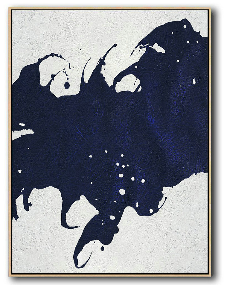 Extra Large Textured Painting On Canvas,Buy Hand Painted Navy Blue Abstract Painting Online,Modern Canvas Art